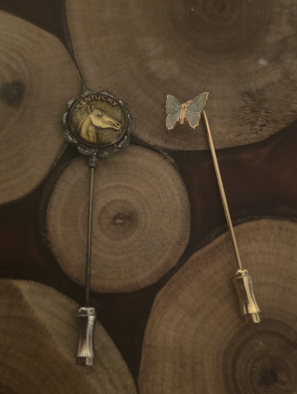 Kentucky Horse & Blue Butterfly Stick Pins - Gold & Silver Tones